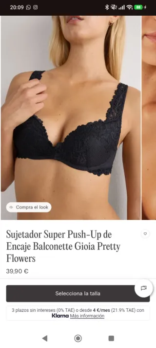 Sujetador push up encaje Intimissimi negro