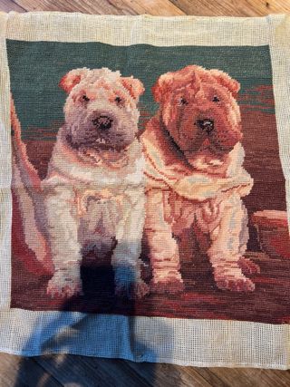 Cuscino punto croce Shar Pei fatto a mano