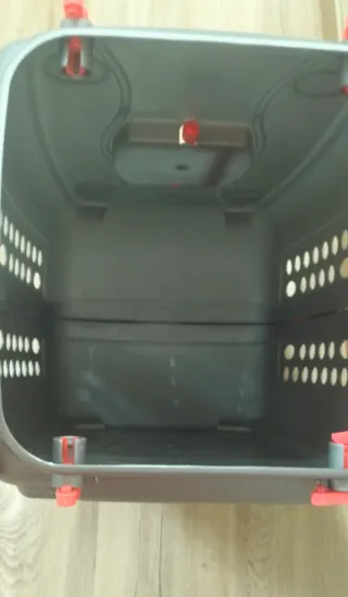 Transportín para mascotas gris y rojo