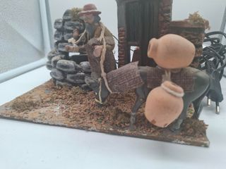 Presepe: pastore, asino e fontana
