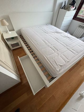 Estructura Cama Malm Blanca con Cajones