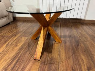 Mesa de centro cristal y madera