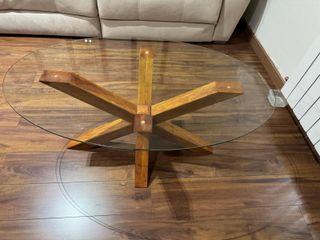 Mesa de centro cristal y madera