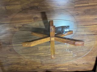 Mesa de centro cristal y madera