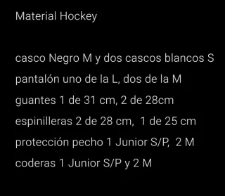 Equipación Hockey Patines Completa.