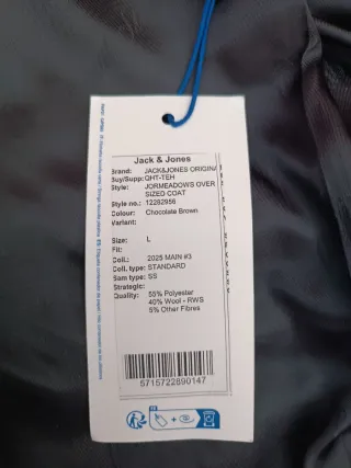 Abrigo Jack & Jones largo hombre con etiqueta