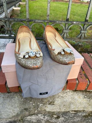 Ballerine Miu Miu Glitter Oro/Argento