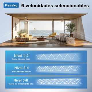 Ventilador de techo con luz madera y blanco