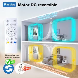 Ventilador de techo con luz madera y blanco