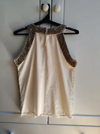 Top fiesta lentejuelas plateado y blanco