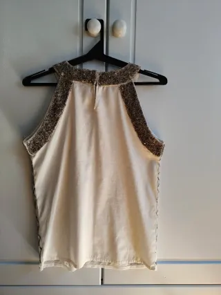 Top fiesta lentejuelas plateado y blanco