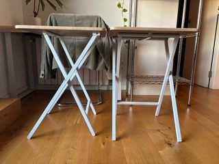 Mesa auxiliar plegable madera y metal, 2 unidades