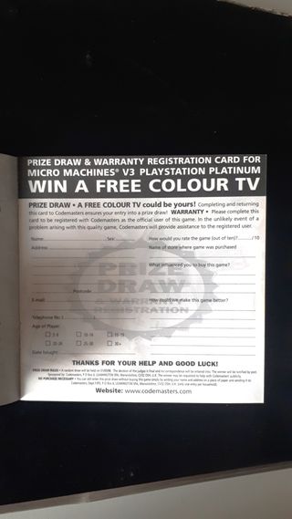 Manuale gioco ps1 Micro Machines V3 v 3 ita psx