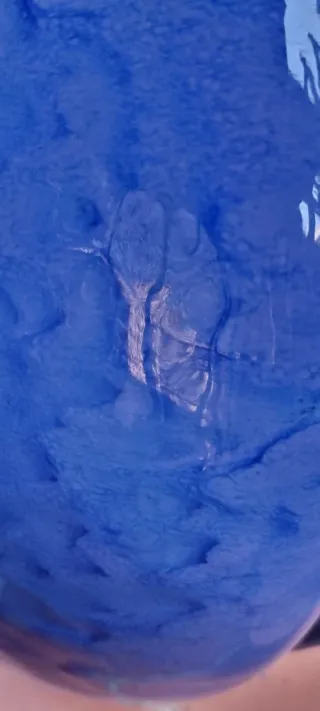 Maceta redonda esmaltada azul