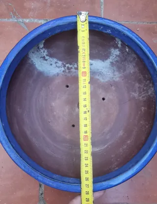 Maceta redonda esmaltada azul