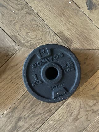 Barra de gimnasio con discos y seguros