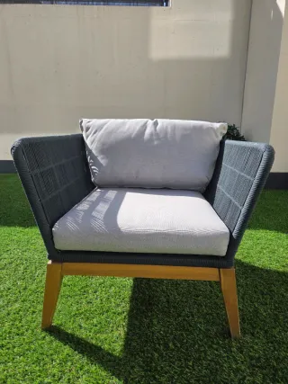 Sillón exterior Maisons du Monde cuerda y madera
