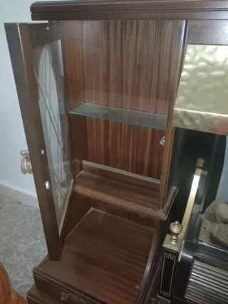 Mueble chimenea madera y metal