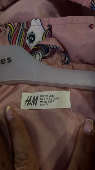 Cortavientos infantil unicornios rosa talla 6/7