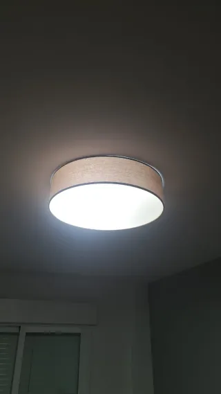 Lámpara plafón tela y metal