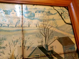 Cuadro de azulejos con paisaje rural