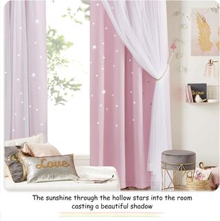 Cortinas infantiles niña estrellas rosa