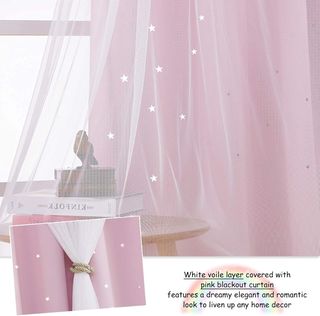Cortinas infantiles niña estrellas rosa