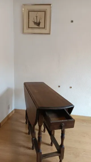 Mesa redonda madera maciza plegable