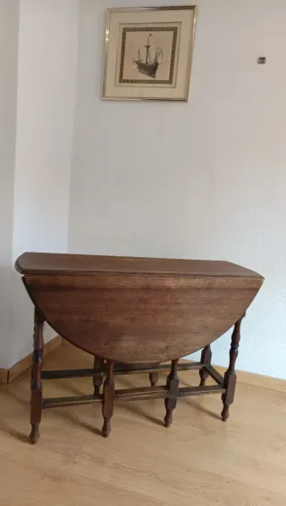 Mesa redonda madera maciza plegable