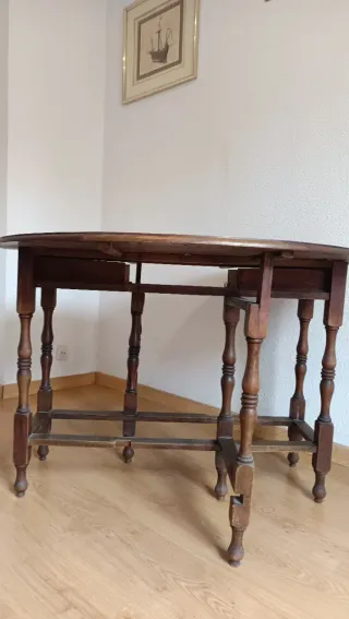 Mesa redonda madera maciza plegable