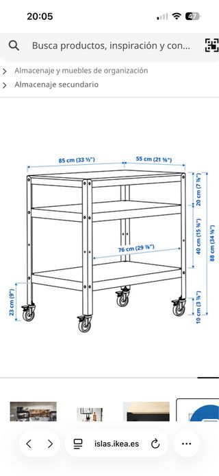Mesa auxiliar Ikea madera y metal