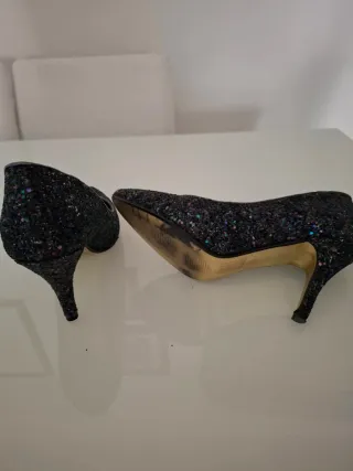 Scarpe con glitter nere e multicolor