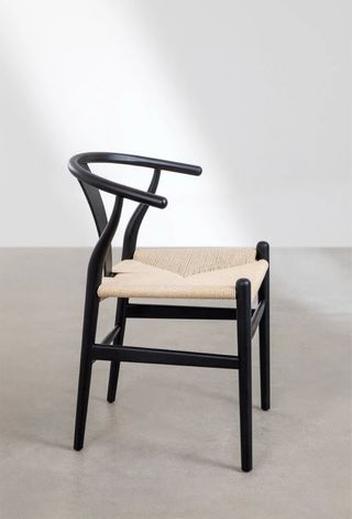 Silla Diseño Madera y Rattan Negra Imitación CH24