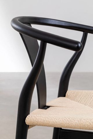 Silla Diseño Madera y Rattan Negra Imitación CH24