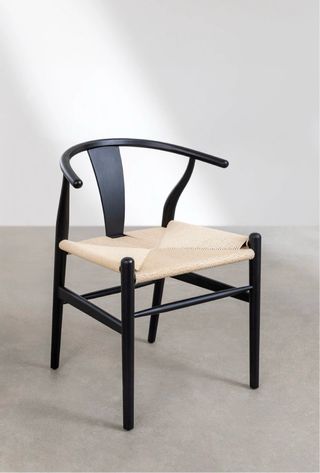 Silla Diseño Madera y Rattan Negra Imitación CH24