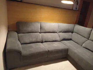 Sofá rinconera gris tela