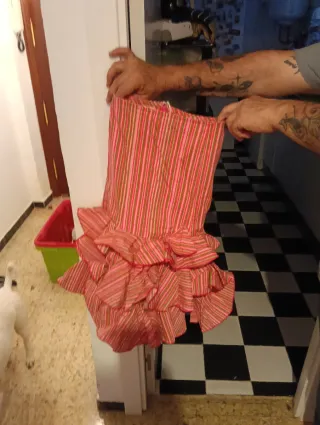 Falda flamenca niña rosa y roja