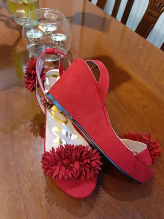 Sandalias Cuple Rojas Flores