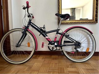 Bicicleta BTWIN niña/mujer rosa y negra