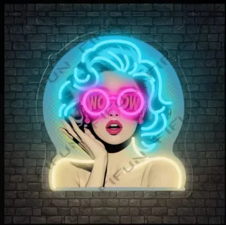 Lampada/Quadro Neon Led "POP Art WOW"