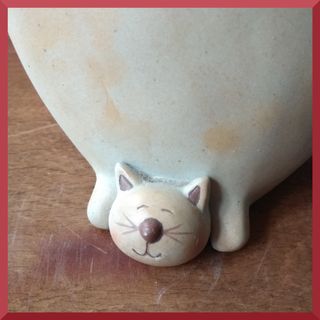 Figure di gatti grassi in ceramica, decorazioni portalibri