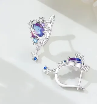 Pendientes Plata Ley Cristal Swarovski Corazon.
