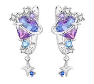 Pendientes Plata Ley Cristal Swarovski Corazon.