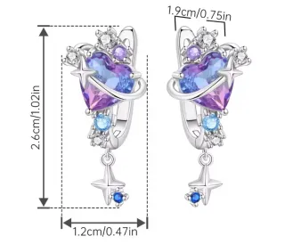 Pendientes Plata Ley Cristal Swarovski Corazon.