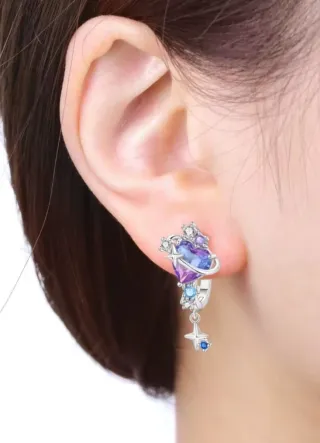 Pendientes Plata Ley Cristal Swarovski Corazon.