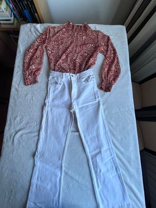 Conjunto Top Verde y Pantalón Blanco