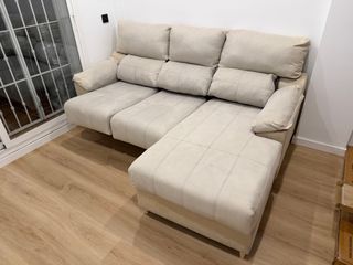 Sofá chaiselongue 5 plazas beige