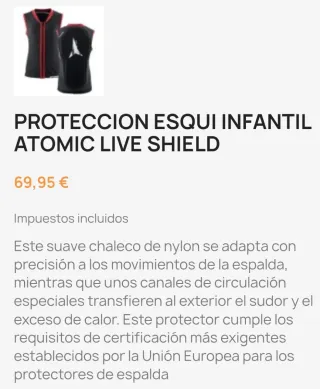Chaleco protección espalda niño Atomic