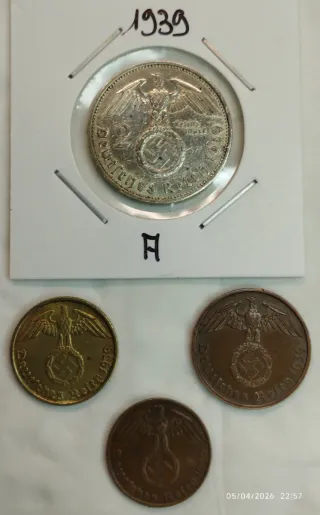 Plata  1939 III Reich 2GM Alemania lote de 4 moned