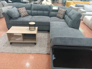 Sofá Chaiselong con Puff Gris!